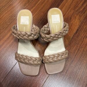 Dolce Vita Taupe Braided Heeled Slide Sandals – Size 8